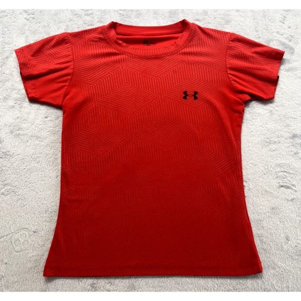 Under Armour Shirt Youth 2XL Boys XXL Red Short Sleeve HeatGear Athletic Workout